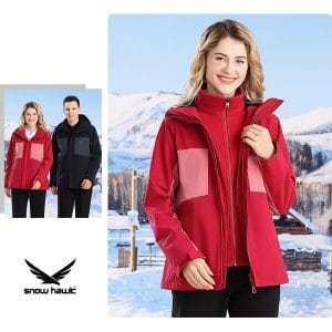 Snow hawk women’s winter detachable 3 in 1 two piece polar fleece jackets code 68992