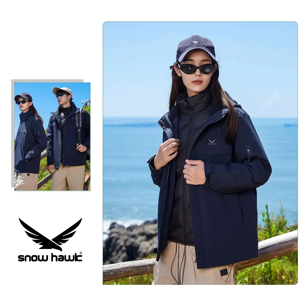 Snow hawk Unisex Winter Detachable 3 in 1 Two Piece Long Sleeve Hooded Fleece Jacket - Windproof and Waterproof Ski Jacket with Fleece Jacket - Insulated Coat for Cold Weather (Code 79819) - Image 3