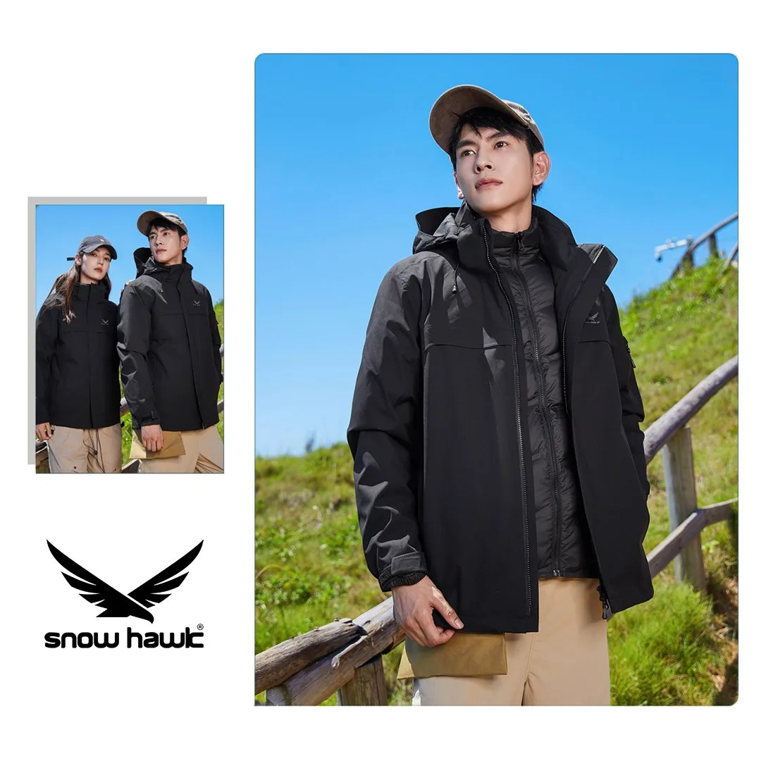 Snow hawk Unisex Winter Detachable 3 in 1 Two Piece Long Sleeve Hooded Fleece Jacket - Windproof and Waterproof Ski Jacket with Fleece Jacket - Insulated Coat for Cold Weather (Code 79819) - Image 2
