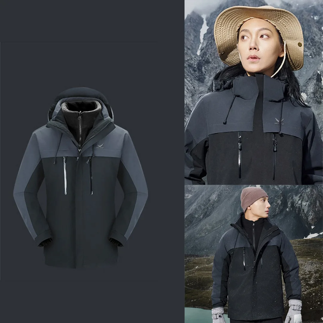 Snow hawk Unisex Winter Detachable 3 in 1 Two Piece Adjustable Hooded Fleece Jackets - Windproof and Waterproof Ski Jacket with Fleece Jacket - Insulated Coat for Cold Weather (Code 79817) - Image 8