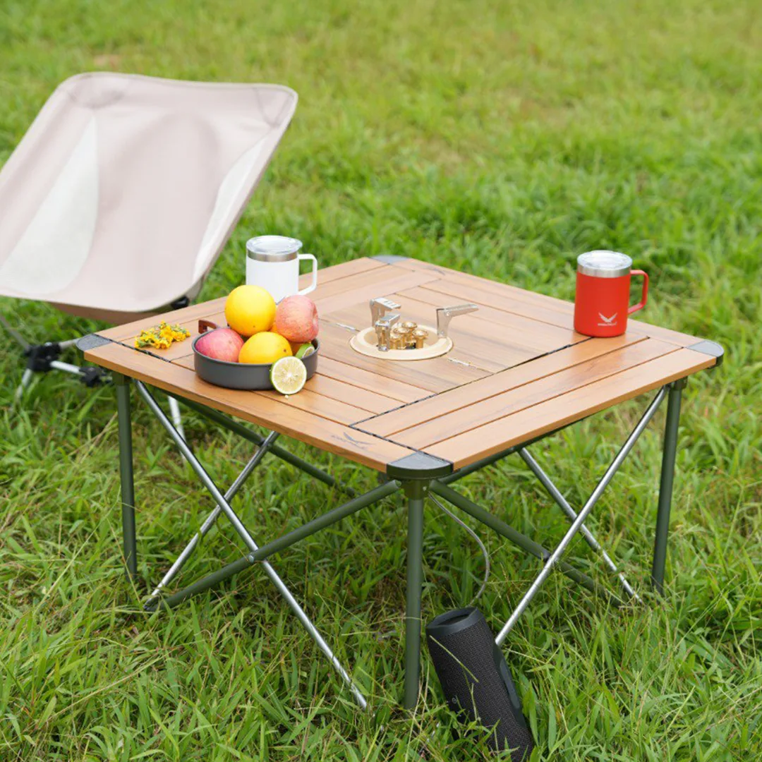 Snow hawk Portable Camping Table Equipped with a Place to Place a Camping Stove, Light Aluminum Adjustable Camp Table, Folding Compact Beach Table for Camping, Hiking, Outdoor, Picnic, Backyards Code SN-A9148 - Image 2