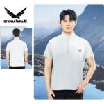 Snow hawk Men's Round Neck Half-Zip T-Shirt, Zippered Pocket, Lightweight, Quickdry, Windproof, Moisture-wicking and Anti-Odor (Code 79983)