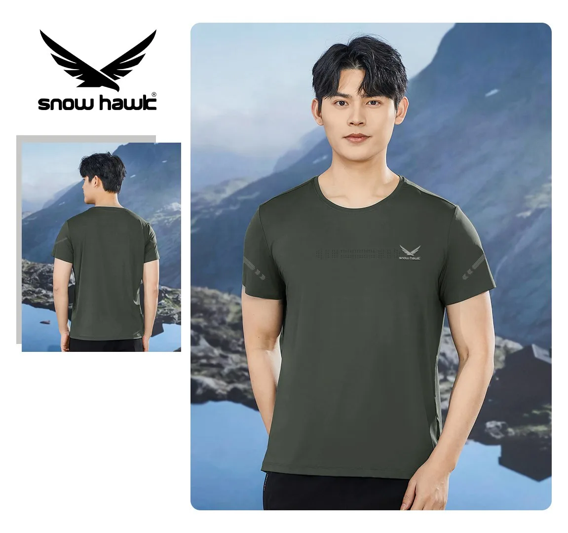 Snow hawk Men's Round Neck T-Shirt, Lightweight, Windproof, Moisture-wicking and Anti-Odor (Code 79995) - Image 5