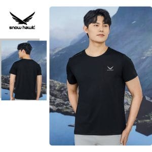 Snow hawk Men's Round Neck Zippered Pocket T-Shirt, Lightweight, Quickdry, Windproof, Moisture-wicking and Anti-Odor (Code 79971)