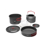 Snow hawk Camping Cookware Set, Camping Cookware, Outdoor Aluminum Cookware Kit with Frying Pan, Pot with Lid, Kettle, 3 Plates, 3 Bowls, 1 Spoon, 1 Ladle, 1 Sponge for Picnic, Backpacking, for Family Picnic, Lightweight, Reusable Plastic Dinnerware Set, Small Portable Size, 14 Pieces Portable for 3 People (Code SN-T 111)