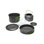 Snow hawk Camping Cookware Set, Camping Cookware, Outdoor Aluminum Cookware Kit with Frying Pan, Pot with Lid, Kettle, 3 Plates, 3 Bowls, 1 Spoon, 1 Ladle, 1 Sponge for Picnic, Backpacking, for Family Picnic, Lightweight, Reusable Plastic Dinnerware Set, Small Portable Size, 14 Pieces Portable for 3 People (Code SN-T 111) - Image 2