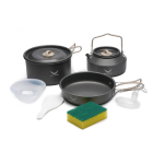Snow hawk Camping Cookware Set, Camping Cookware, Outdoor Aluminum Cookware Kit with Frying Pan, Pot with Lid, Kettle, 2 Bowls, 1 Spoon, 1 Ladle, 1 Sponge for Picnic, Backpacking, for Family Picnic, Lightweight, Reusable Plastic Dinnerware Set, Small Portable Size, 10 Pieces Portable for 2 People (Code SN-T 112) - Image 2