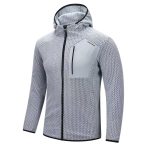 Snow hawk men's spring and fall fleece sweatshirt (code 7456), lightweight, hooded and zipped, wrinkle-resistant and breathable fabric, windproof, for mountaineering, hiking, running
