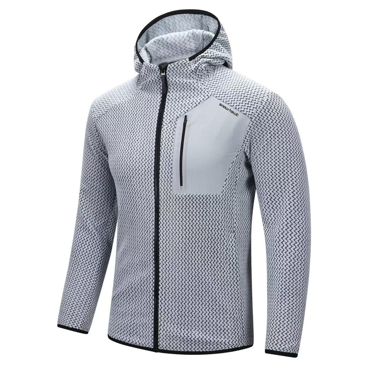 17268 (3) Snow hawk men's spring and fall fleece sweatshirt (code 7456), lightweight, hooded and zipped, wrinkle-resistant and breathable fabric, windproof, for mountaineering, hiking, running - Image 1