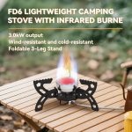 Snow hawk Ultralight Portable Infrared Gas Stove BLAZE Model, High-Efficiency Wind-Resistant Backpacking Stove with Piezo Ignition, UFO Stove, 3.0kW Folding Camping Stove for Hiking, Picnic & Outdoor Survival(Code SN-C6197) - Image 3