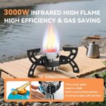 Snow hawk Ultralight Portable Infrared Gas Stove BLAZE Model, High-Efficiency Wind-Resistant Backpacking Stove with Piezo Ignition, UFO Stove, 3.0kW Folding Camping Stove for Hiking, Picnic & Outdoor Survival(Code SN-C6197) - Image 4