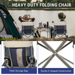 Snow hawk Camping Chairs with Lumbar Support, Comfortable Camping Chairs for Adults, Lawn Chairs, Heavy Duty with Cup Holder, Supports 350 lbs (Code LG403) - Image 8